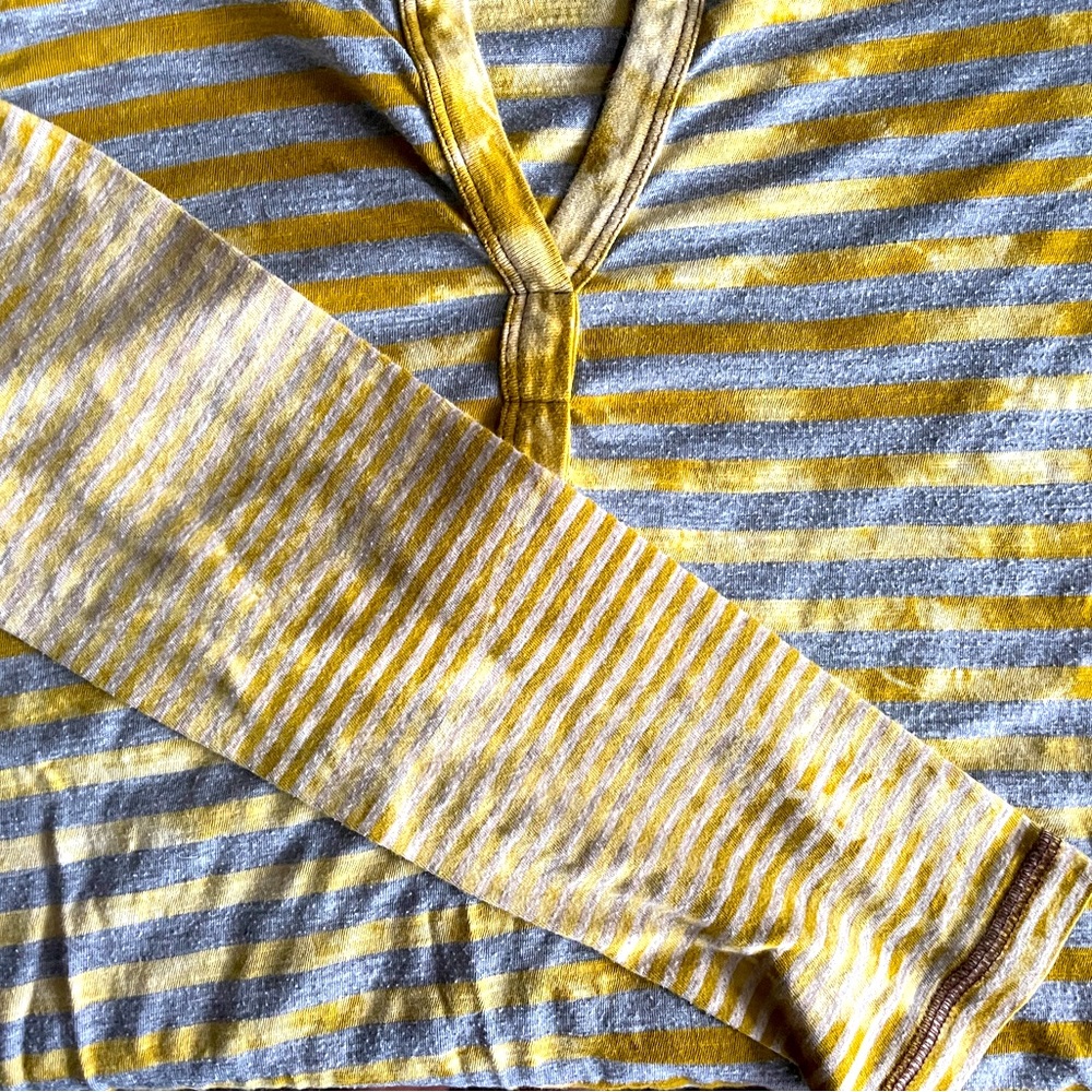 prana striped long sleeve henley-esque top
